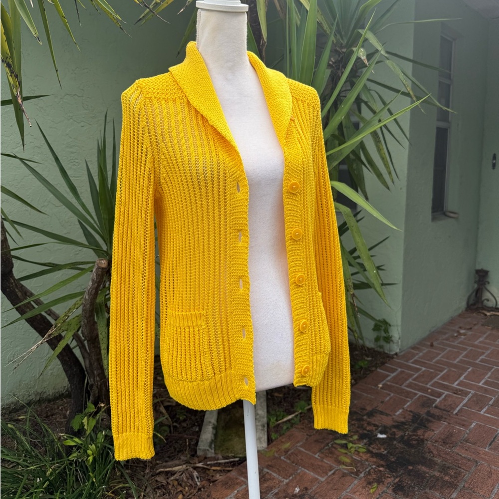Ralph Lauren Yellow V Neck Cardigan Sweater